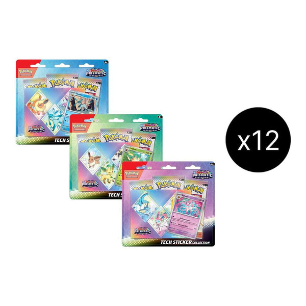 Prismatic Evolutions Tech Sticker Collection Display